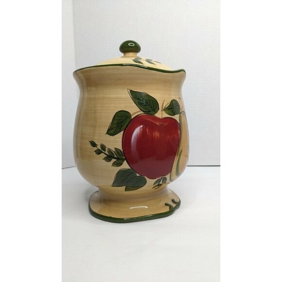 Home Trends Granada Fruit Medium Canister 9" gasket lid apple grapes pear - Picture 6 of 12